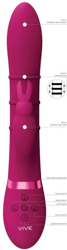 Vive By Shots Rožinė Stimulating Rings, Vibrating G-Spot Rabbit - Rožinė