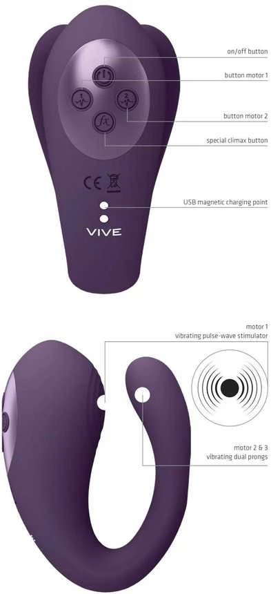 Vive By Shots „Vive“ MOTERIS VIBRATORIUS PORoms, skirtas klitorio makšties pulsavimui 10 USB REŽIMAS