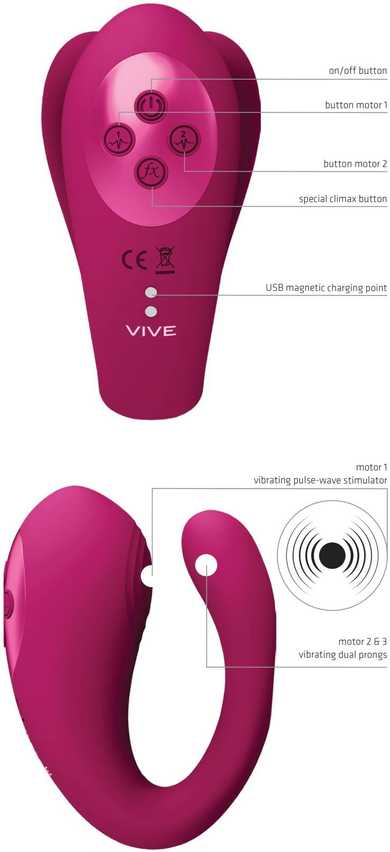 Vive By Shots „Vive“ MOTERIŠKOS MAKSTINĖS KLITORINĖS VIBRATORIAUS PULSAS PORAI 10 USB REŽIMAS
