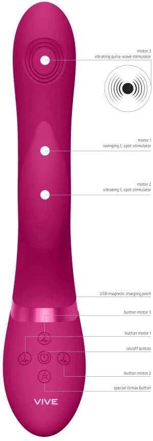 Vive By Shots Vive Vibrator zuikio masažuoklis pulsuoja 22cm 10 režimų