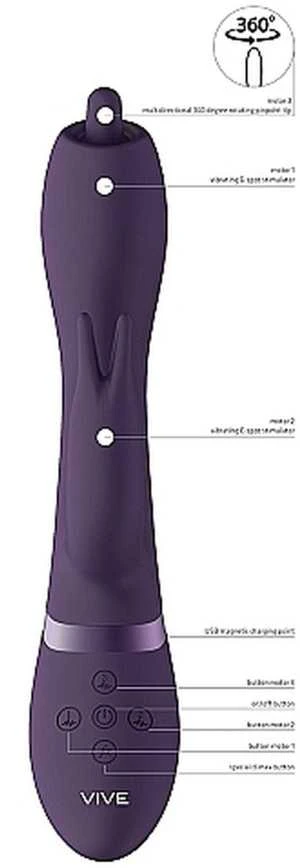 Vive By Shots Vive Wibrator Nilo - Pinpoint Rotating G-spot Rabbit - Violetinė