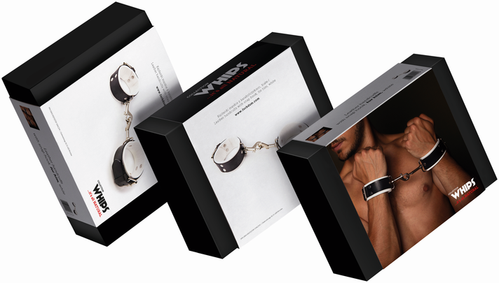Whips Collections Handcuffs - Handcuffs vyrams, su užsegamais kabliukais, balta