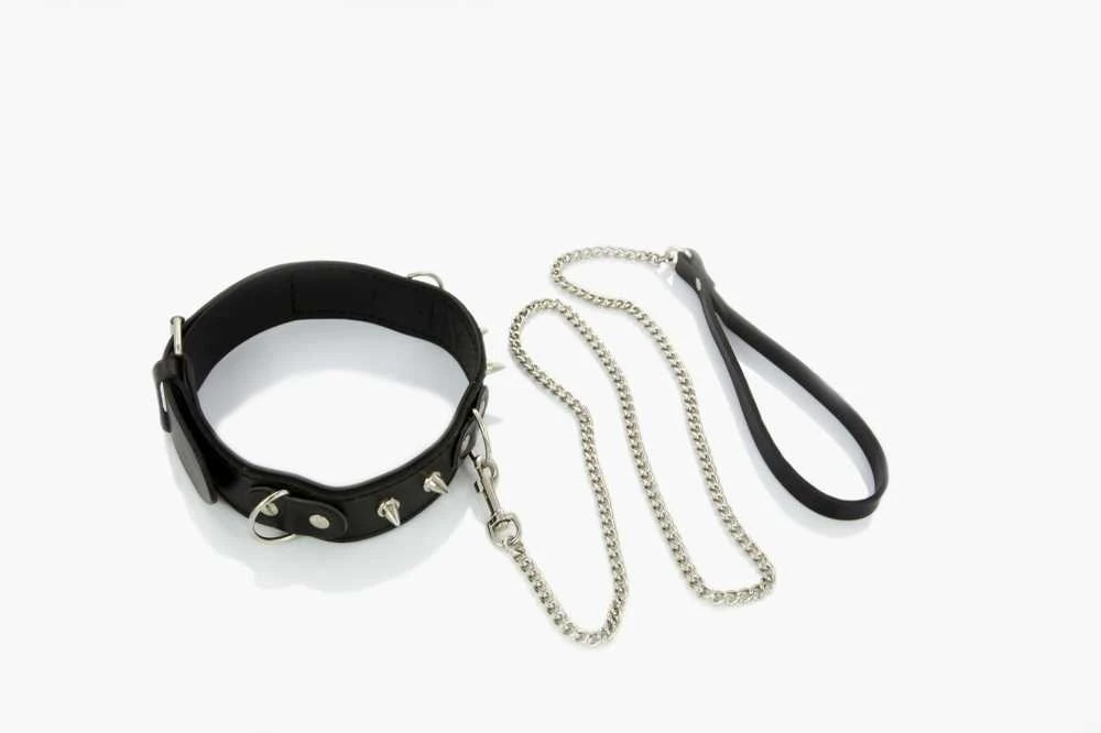 Whips Collections Rinkinys pavadėlio apykaklė natūralios odos smeigės botagai