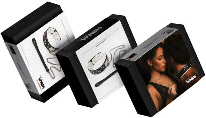 Whips Collections Bindings - Vyriška antkaklis su pavadėliu, balta
