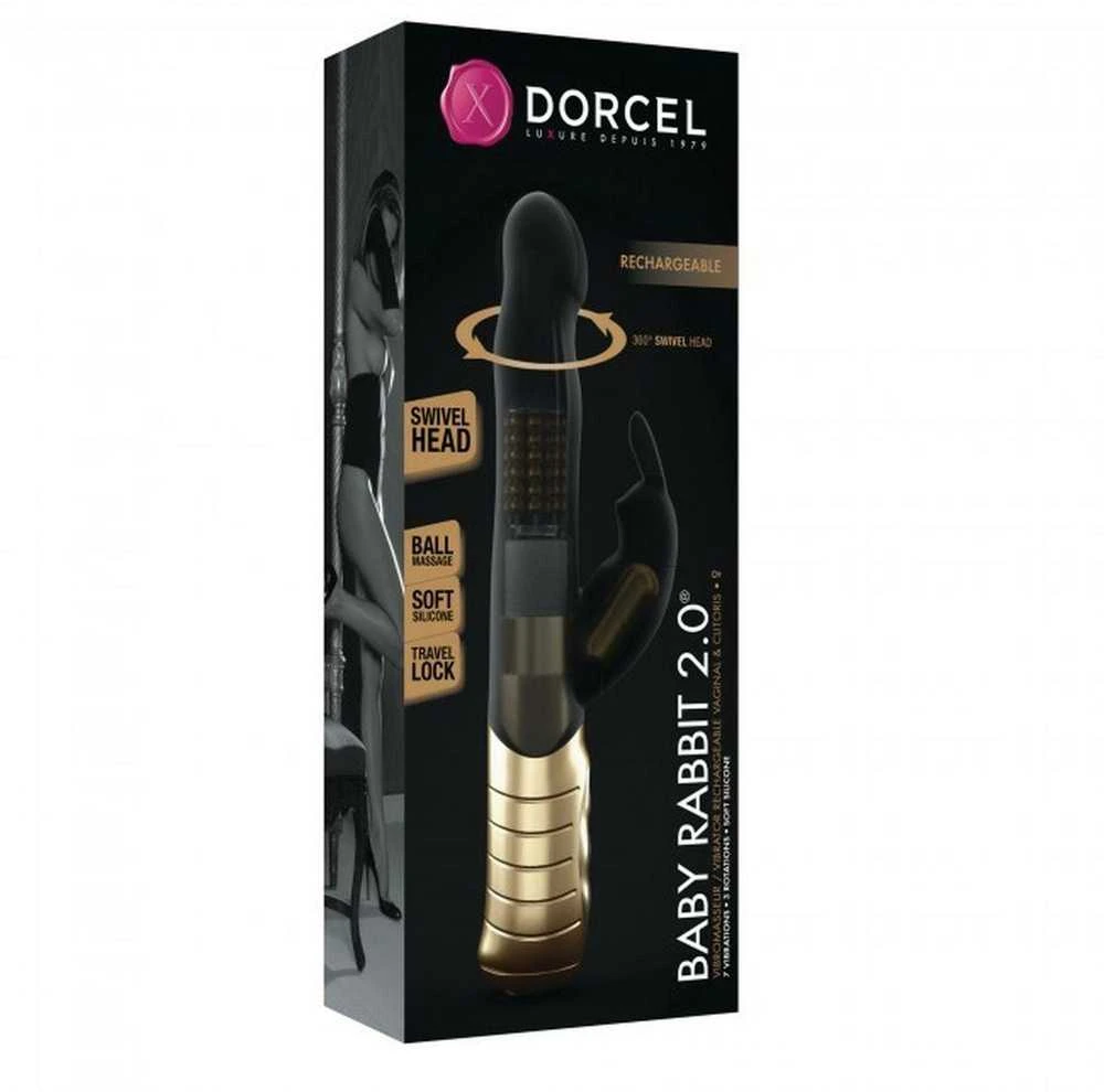 Marc Dorcel Baby Rabbit 2.0 vibratorius su dviguba stimuliacija Juodas & Gold