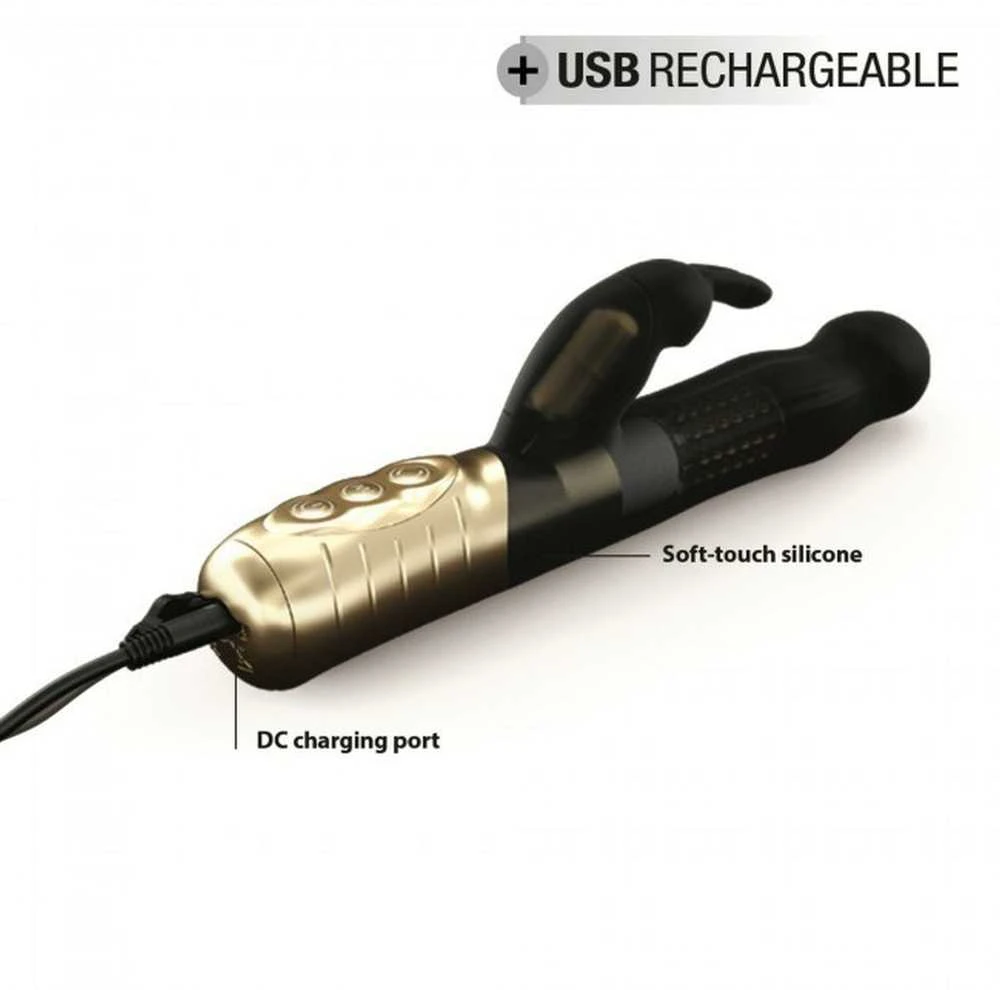 Marc Dorcel Baby Rabbit 2.0 vibratorius su dviguba stimuliacija Juodas & Gold