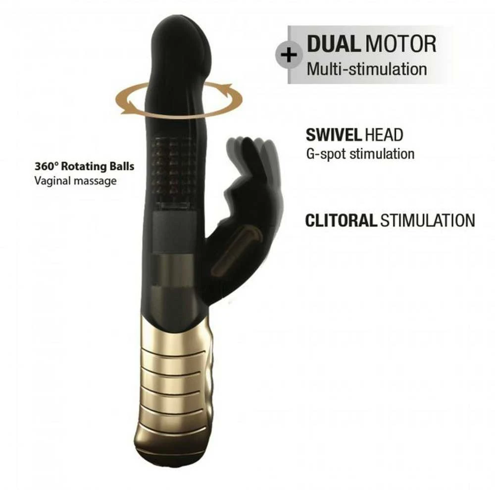 Marc Dorcel Baby Rabbit 2.0 vibratorius su dviguba stimuliacija Juodas & Gold