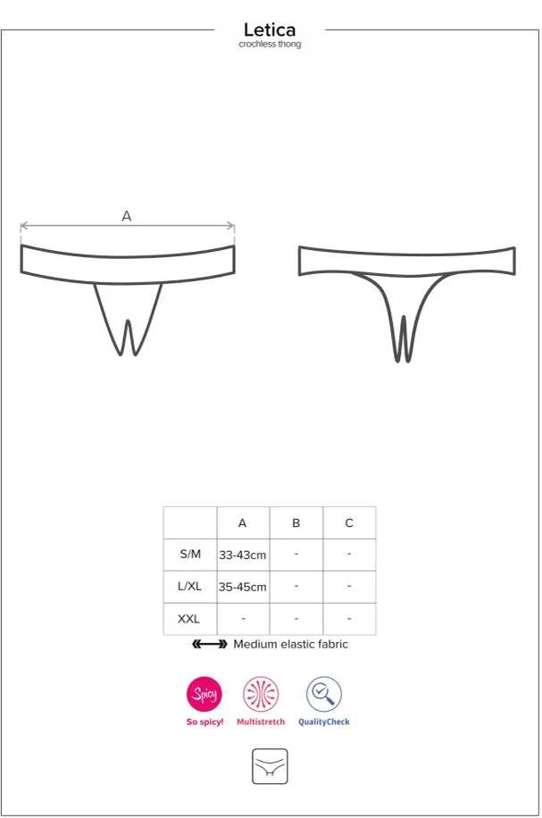 Obsessive - Letica kelnaitės be tarpukojo Juodos L/XL