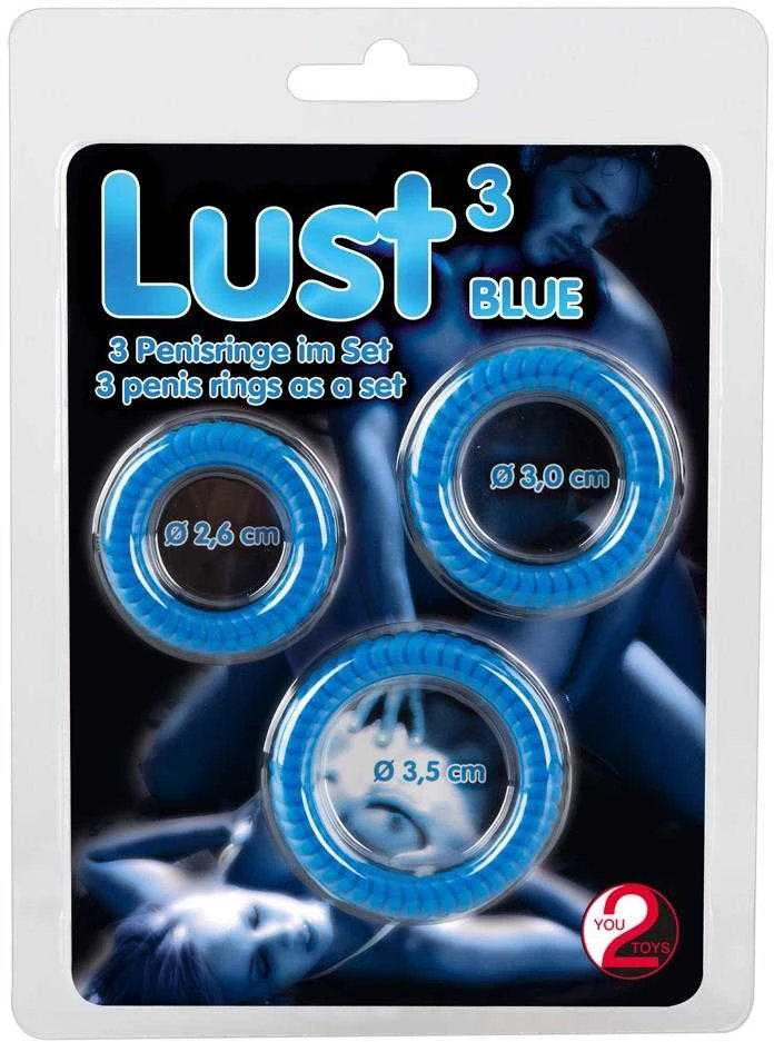 You2Toys Mėlyna Lust 3 Cock Rings mėlynas