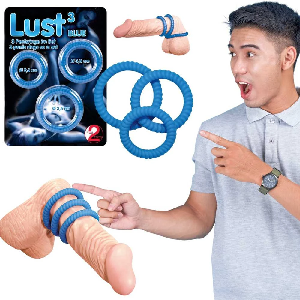 You2Toys Mėlyna Lust 3 Cock Rings mėlynas
