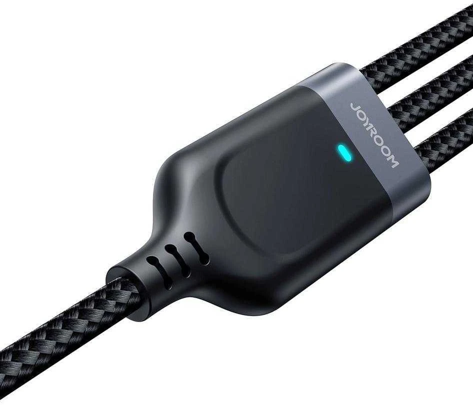 Joyroom Multi-Use Series S-A18 3in1 USB-A – Lightning / USB-C / micro USB kabelis 0.3m – juodos spalvos