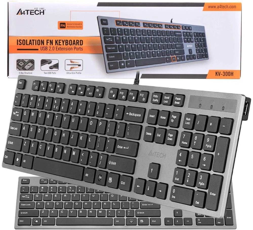 Klaviatūra A4Tech KV-300H, Pilkos spalvos