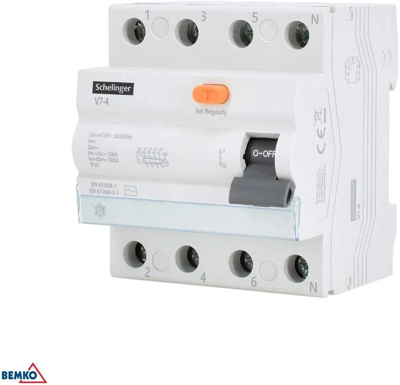 AC 4P 25A 30mA diferencialinis grandinės pertraukiklis SCHELINGER
