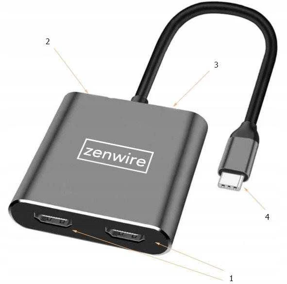 Zenwire USB-C stotelė su numeruotomis jungtimis