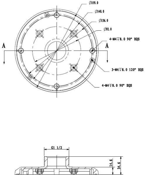 Dahua PFA101 adapterio techninis brėžinys