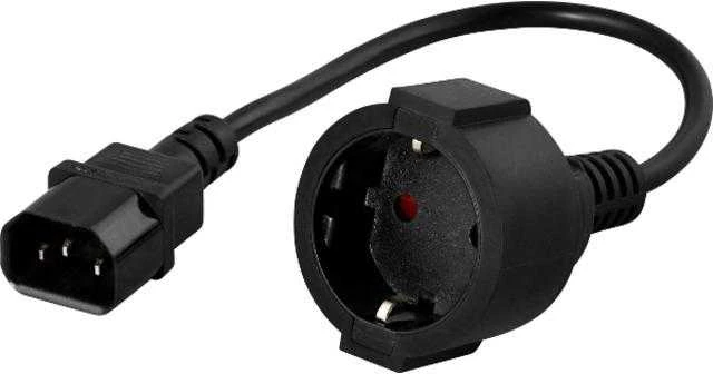 Power Walker Kabelis DELTACO, IEC 60320 C14 į CEE 7/4 , max 250V / 10A, 0.2m, juodas / DEL-109P