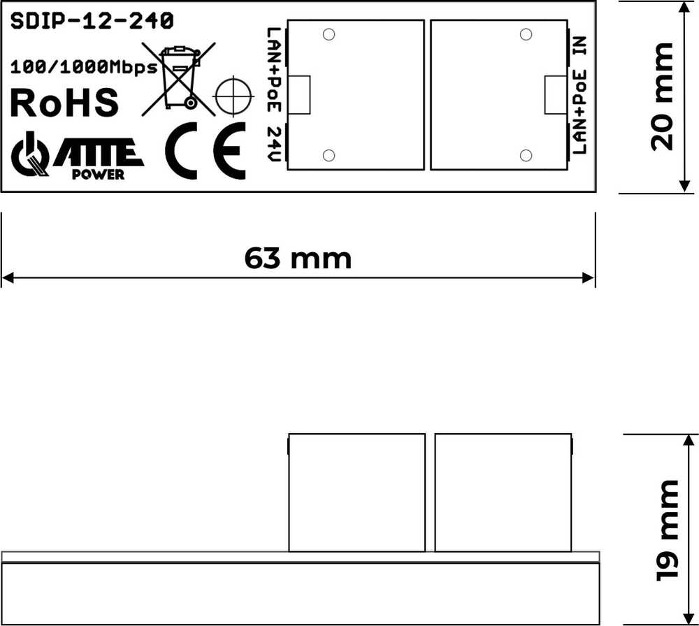 Adapteris PoE ATTE SDIP-12-240