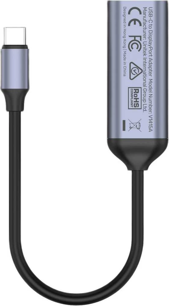 UNITEK V1415C ADAPTERIS USB-C – DisplayPort 1.4 8K 60Hz 15cm ALU