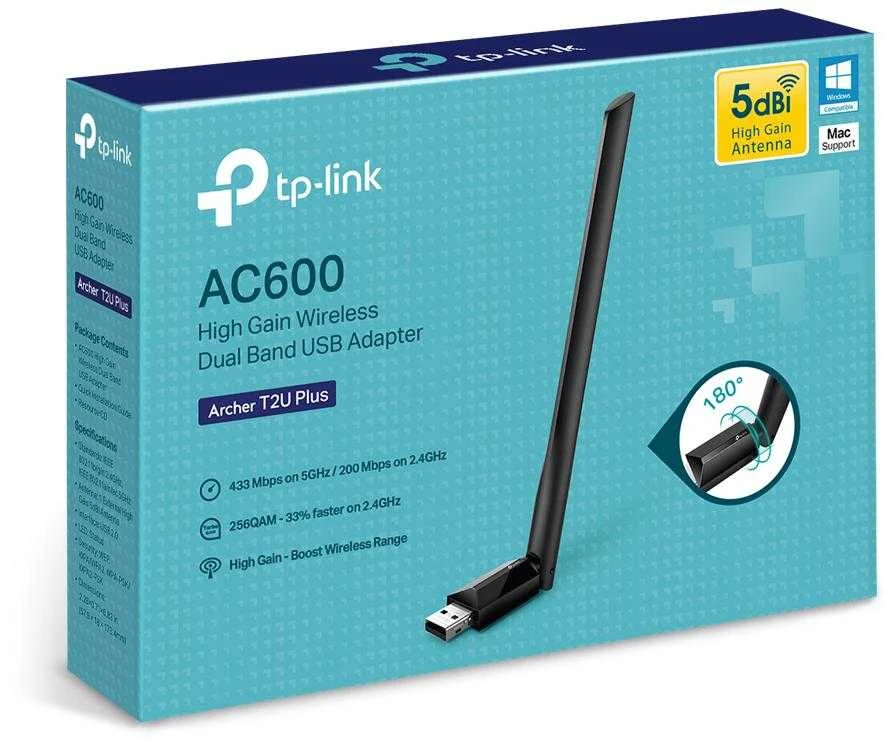 TP-LINK | Dviejų dažnių USB 2.0 adapteris | Archer T2U Plus