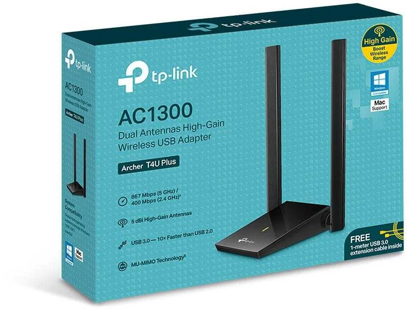 TP-LINK | Archer | 2×External | T4U Plus | 2.4GHz/5GHz | 400+867 Mbit/s