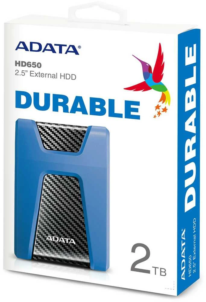 Kietasis išorinis diskas Adata HD650 2TB 2.5", USB 3.1 (suderinama su USB 2.0), Mėlynas