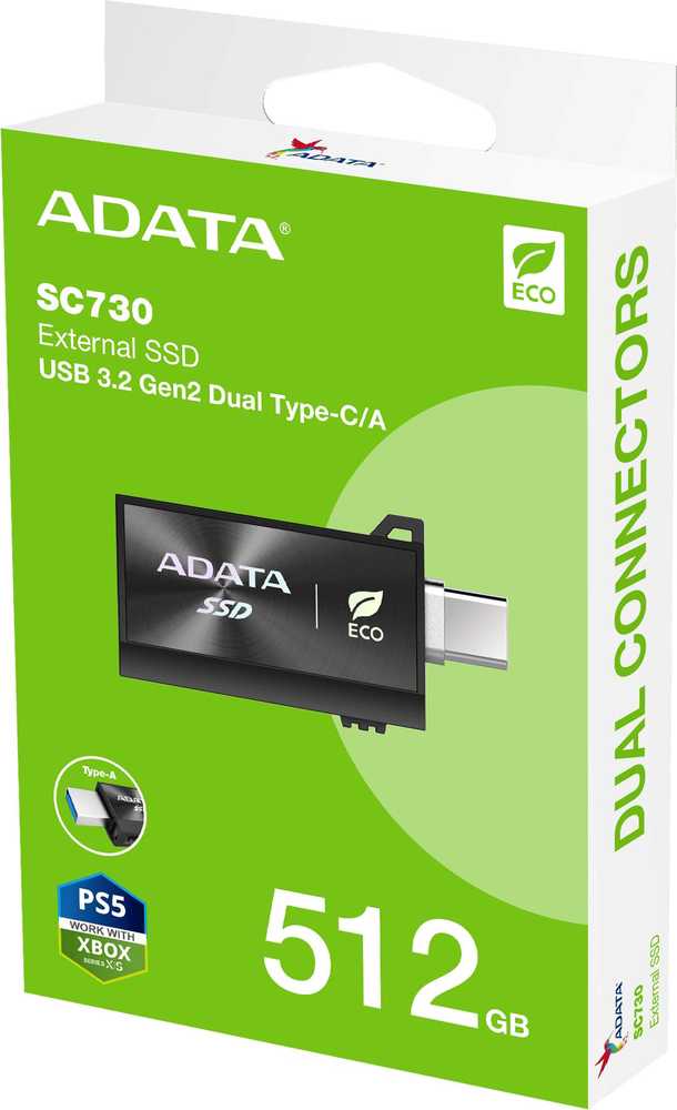 Kietasis diskas Adata SC730 512 GB SSD, juodas