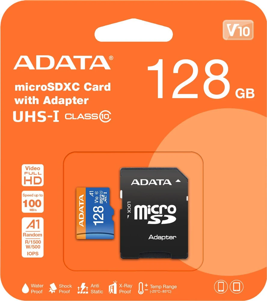 Atminties kortelė ADATA 128GB Micro SDXC V10 85MB/s + adapteris