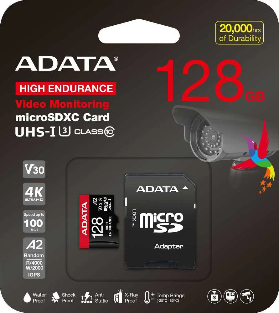 Atminties kortelė ADATA | AUSDX128GUI3V30SHA2-RA1 Memory Card | 128 GB | Micro SDXC | Flash atminties klasė 10 | Adapteris