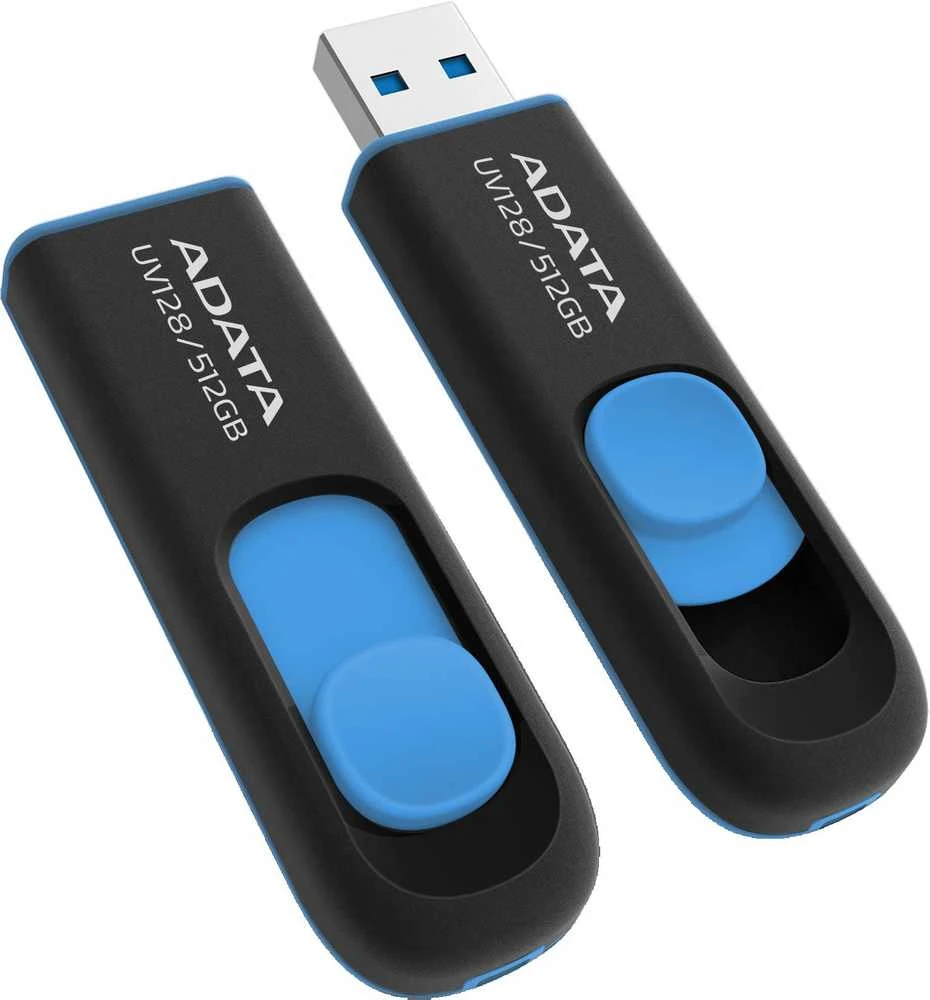 ADATA | USB Flash Drive | UV128 | 512 GB | USB Type-A | Juodas/Mėlyna