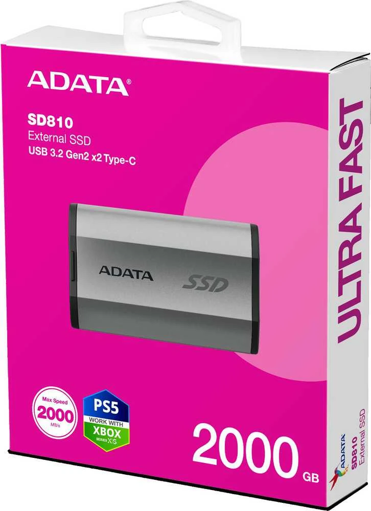 ADATA Išorinis kietasis diskas SSD SD810 2TB Sidabrinis pilkas