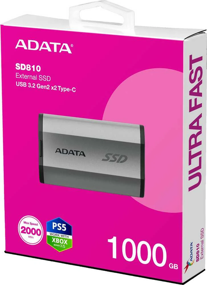 ADATA Išorinis kietasis diskas SSD SD810 1TB Sidabrinis pilkas
