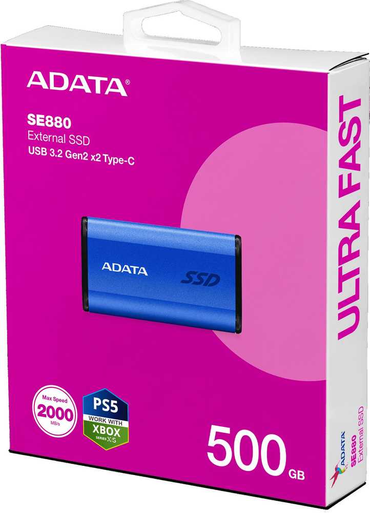 Kietasis diskas Adata SE880 500GB SSD mėlyna
