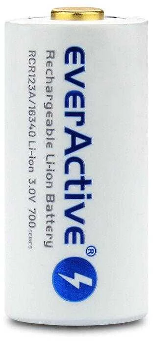 everActive USB įkraunamas RCR123A 16340 3,0V 700mAh akumuliatorius su PCM