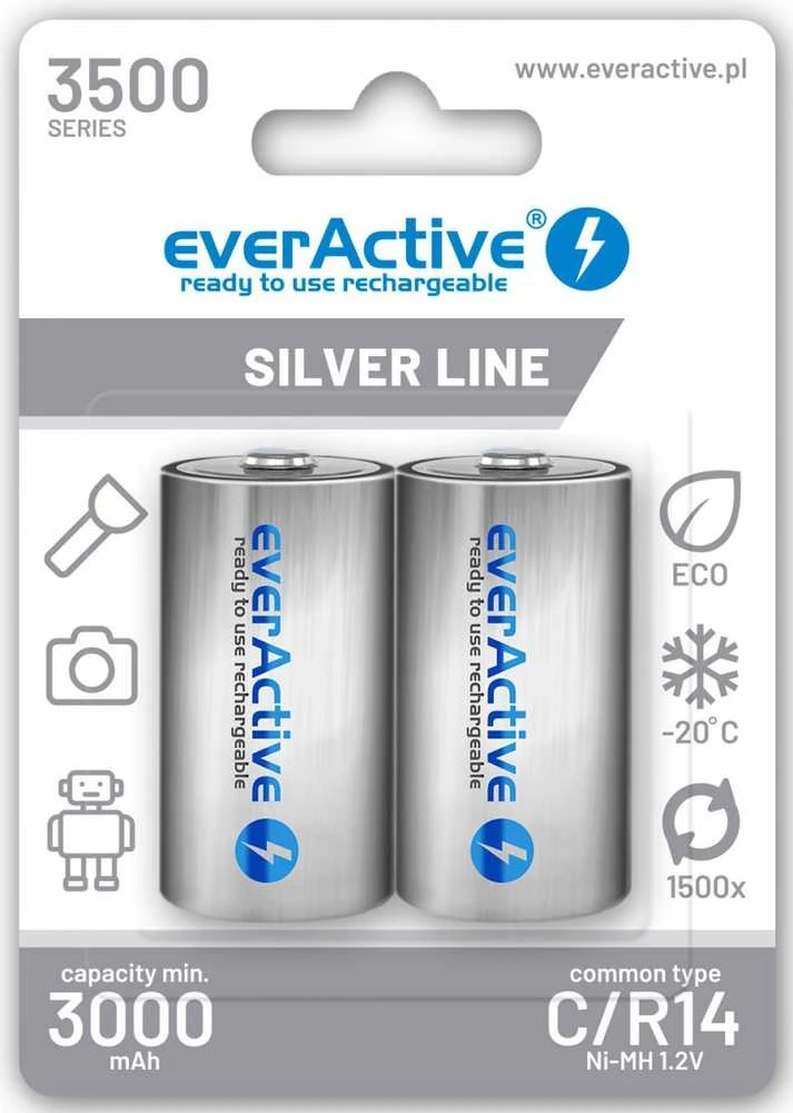 Akumuliatorius EverActive Sidabrinis Line R14/C Ni-MH 3500mAh