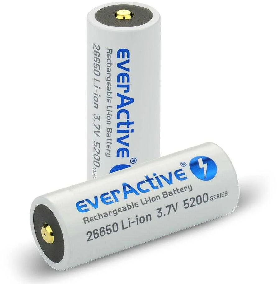 everActive USB įkraunamas 26650 3,7V 5200mAh akumuliatorius su PCM