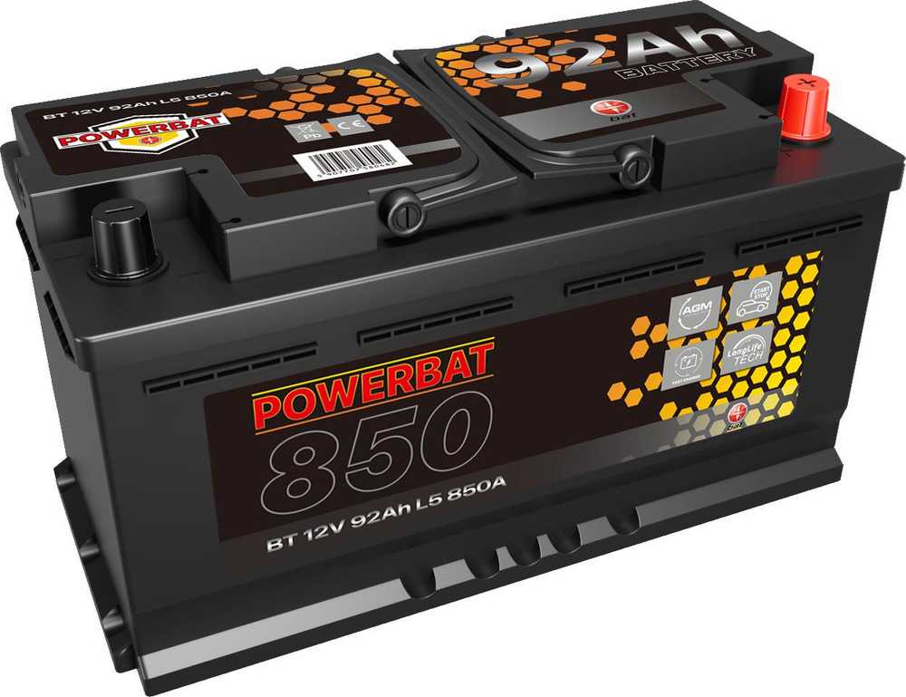 Akumuliatorius AGM automobilinis START-STOP POWERBAT L5 12 V 92 Ah