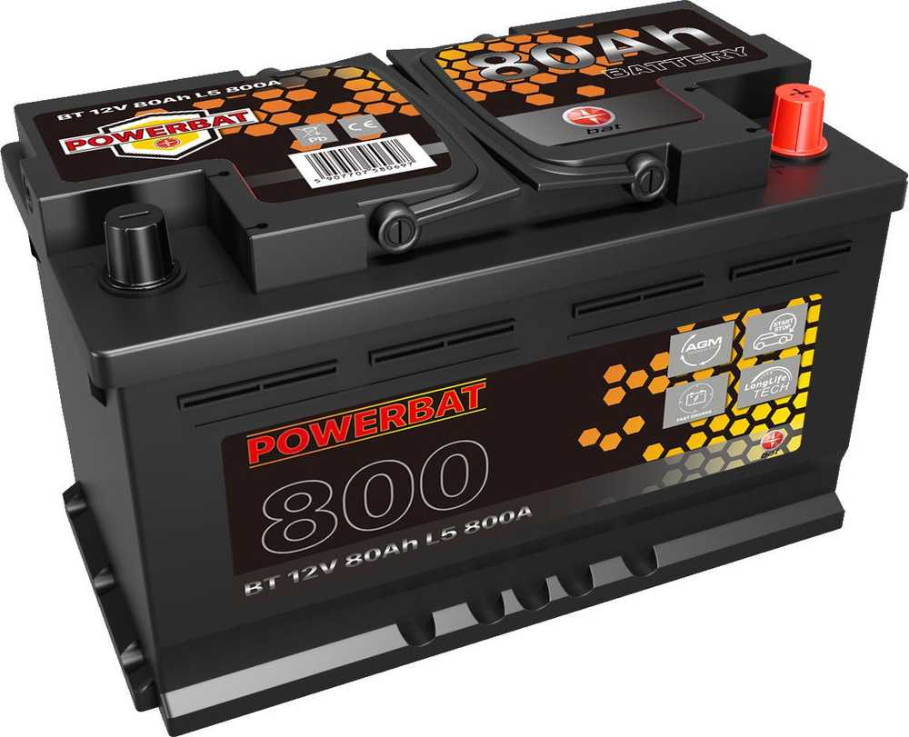 Akumuliatorius AGM automobilinis START-STOP POWERBAT L4 12 V 80 Ah
