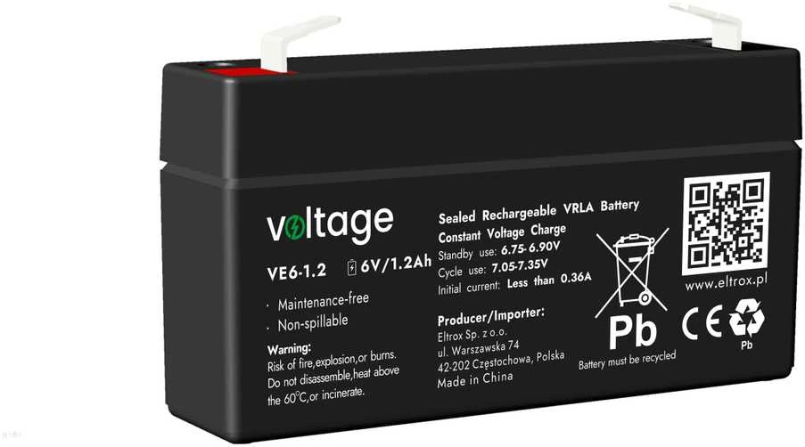 Voltage AGM akumuliatorius 6V 1.2Ah su jungtimis