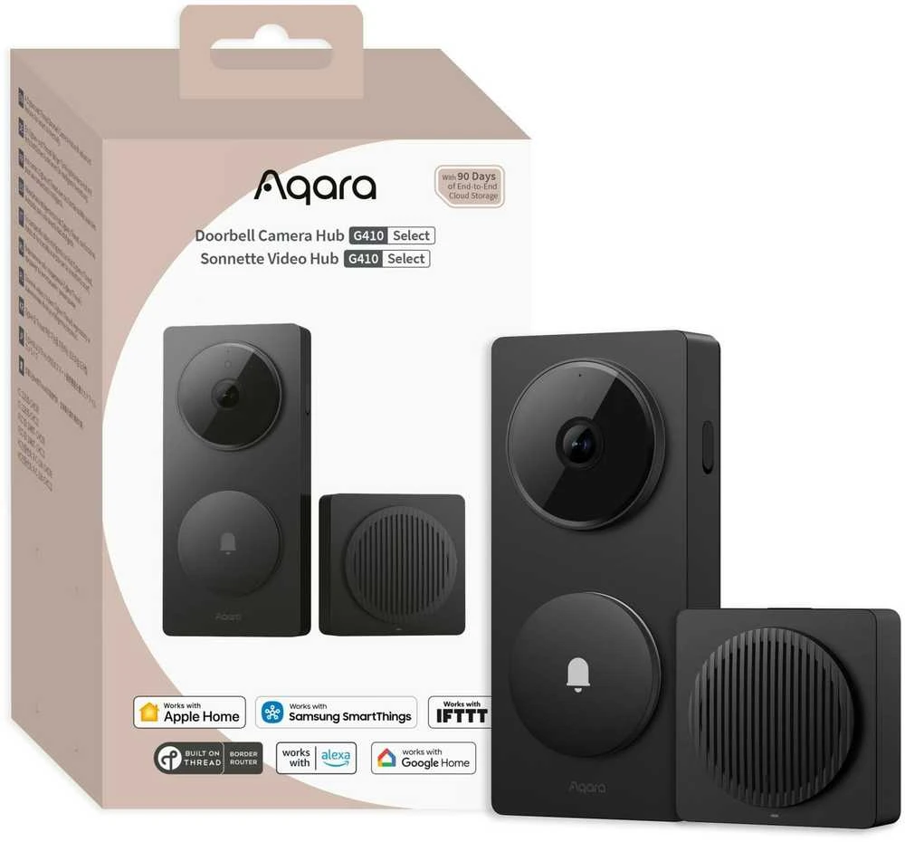 Aqara G410 Select Durų skambutis centralė veikia su Apple HomeKit, Zigbee, Matter, juoda