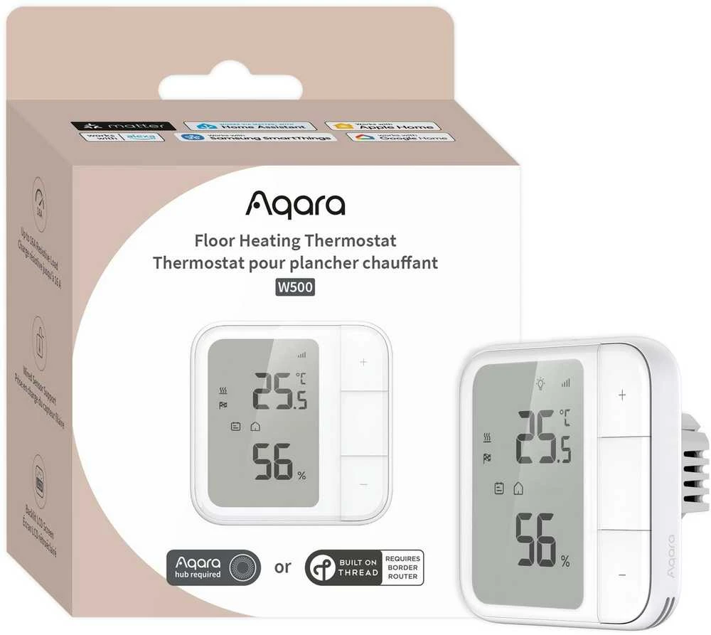 Aqara W500 Grindinio šildymo termostatas, suderinamas su Zigbee / Thread, Matter