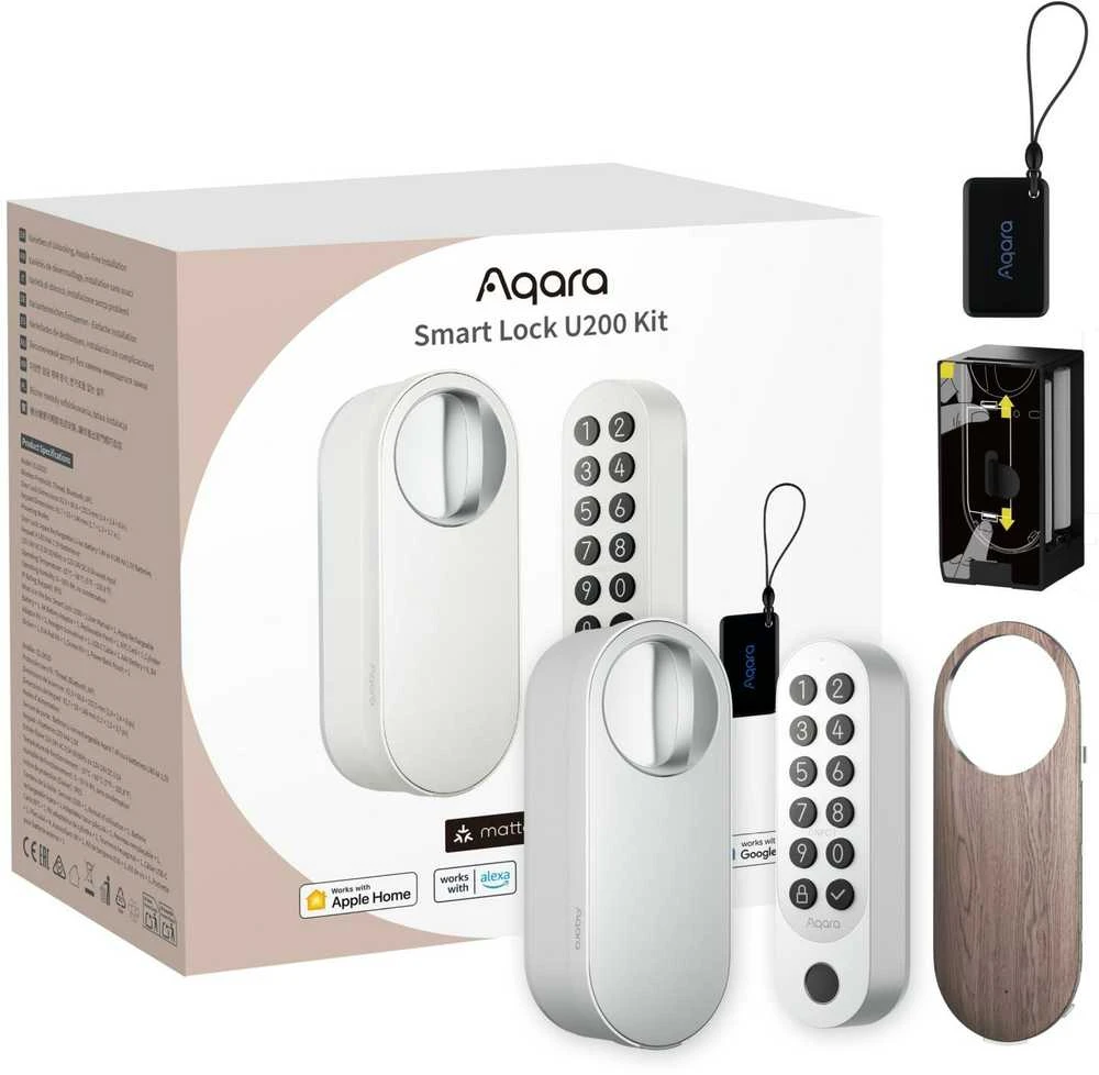Aqara U200 išmanioji durų spyna Matter, Apple Home balta (EL-D02DW)