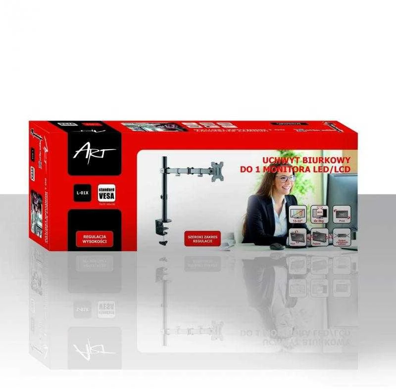 Laikiklis ART RAMM L-01X Desk Holder L-01X Universal for 1 monitorius LCD juodas 13-32 8KG