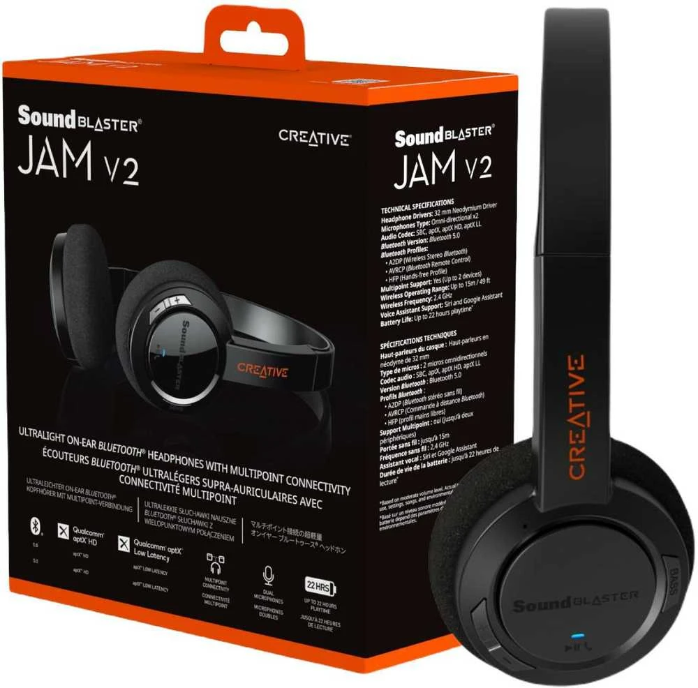 Creative Sound Blaster JAM V2 belaidės ausinės juodas Bluetooth 5.0