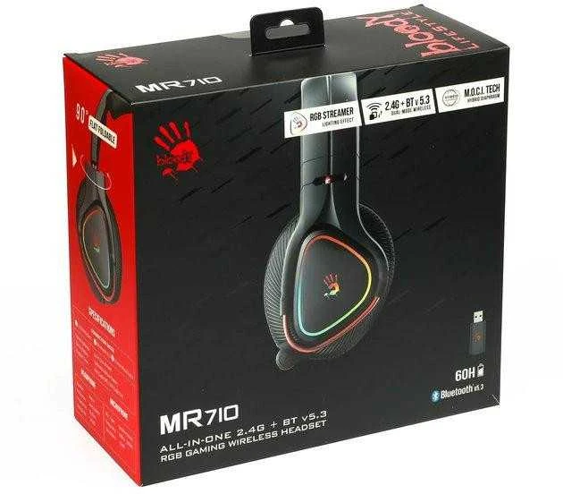 Ausinės A4Tech Bloody MR710 BT5.3+2.4G+su laidu juoda