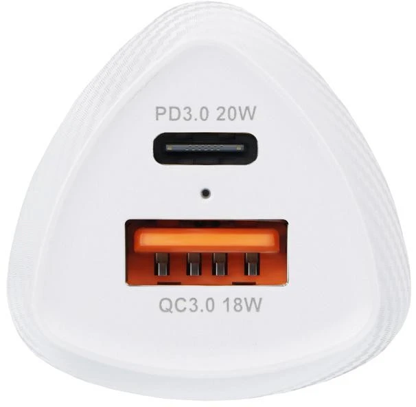 Įkroviklis automobilinis Forcell (CC50-1A1C) (1xUSB-C; 1xUSB; 5A 38W) baltas