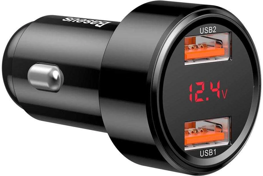 Baseus Magic automobilinis įkroviklis 2x USB QC 3.0 45W - Juodas