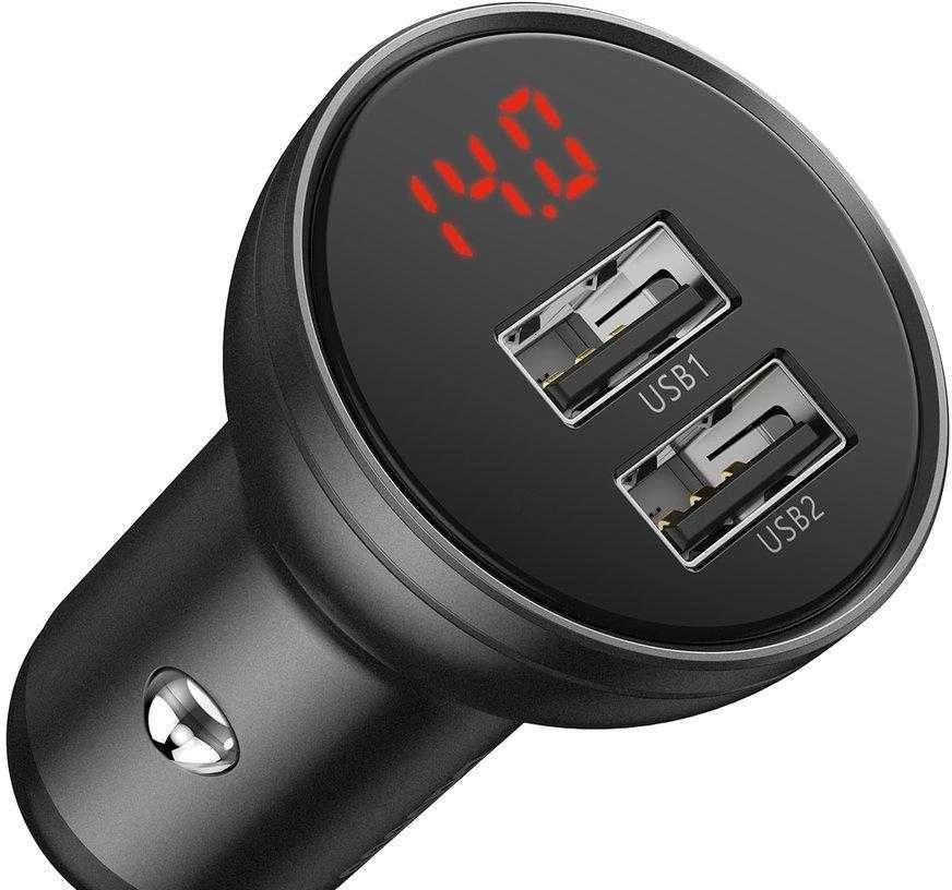 Baseus 2xUSB 4.8A automobilinis įkroviklis 24W - Pilkas