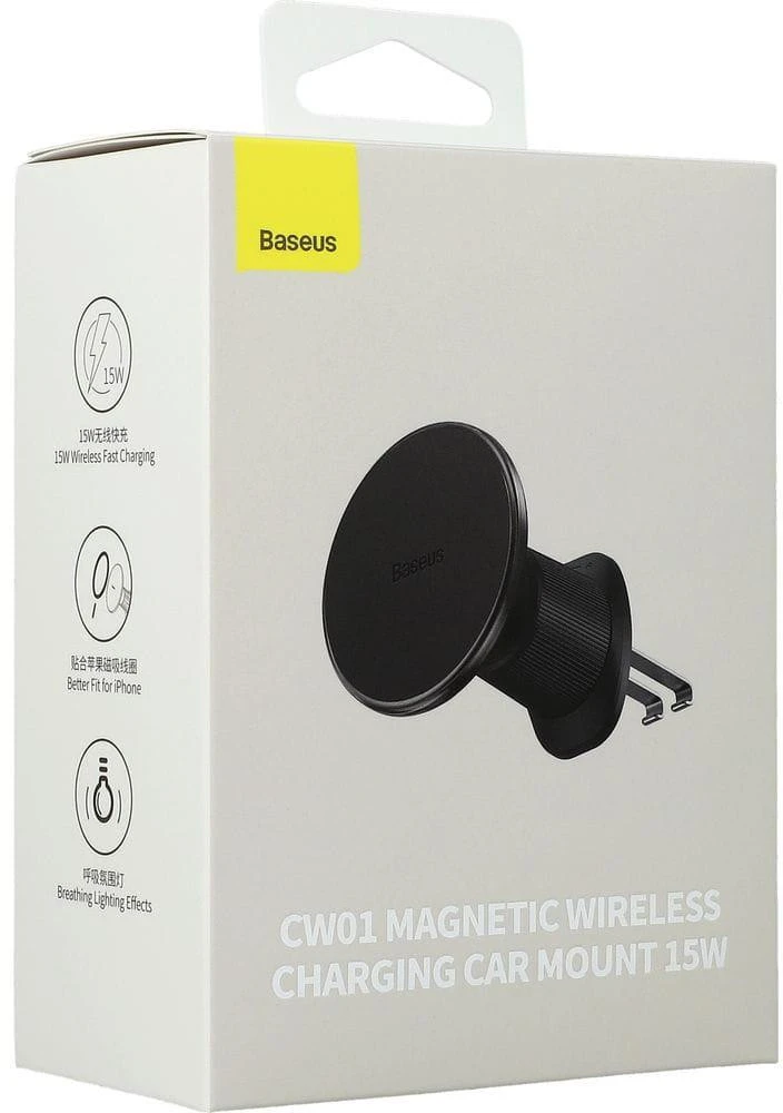 Automobilinis laikiklis Įkroviklis INDUKCYJNA Baseus CW01 MagSafe Qi 2.0 15 W NA KRATKĘ JUODA