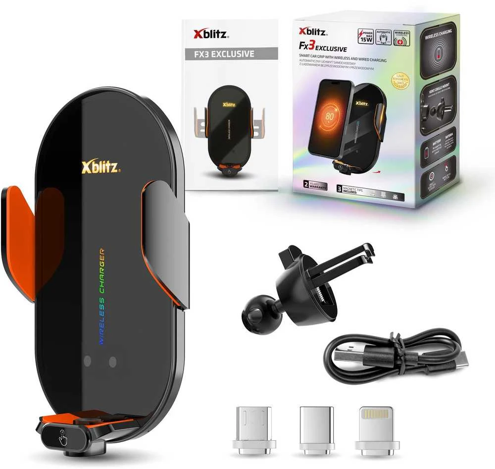 „XBLITZ“ automatinis automobilio laikiklis su įkrovimu FX3