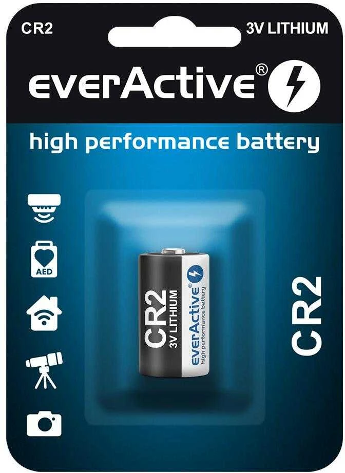 Cilindrinė ličio baterija CR2 everActive pakuotėje